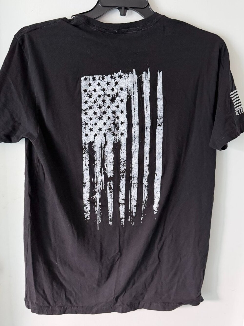 Grunt Style T-Shirt Mens Large Black Distressed  Patriotic Flag American Veteran